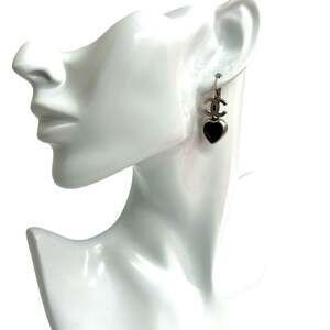 Chanel Cc Logo Heart Earrings Sterling #215787C11B